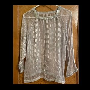 Vintage Sheer Top with Beaded Collar